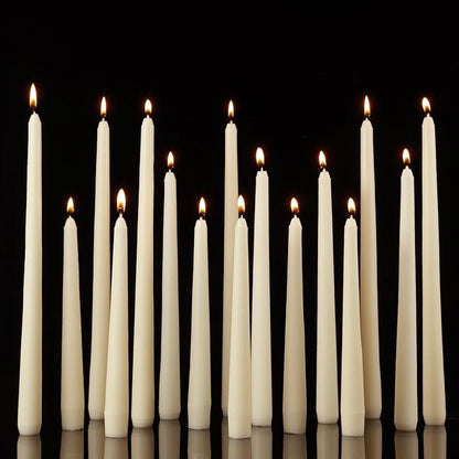 MTLEE Multi Height Beige Taper Candles - Unscented, 8/10/12 Inch, 8 Hour Burn Time, Perfect for Dinner Parties & Home Decoration (36 Pack)