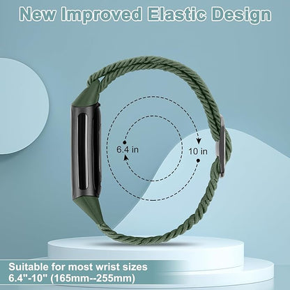 Braided Band Compatible with Fitbit Charge 6/Fitbit Charge 5, Soft Nylon Solo Loop Adjustable Replacement Wristband for Women Men