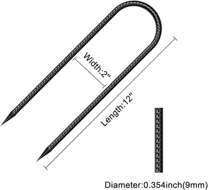 Trampoline Stakes Anchors Trampoline Accessories Wind Stake 12 Inch Heavy Duty High Wind Stake Safety Ground Anchor Galvanized Steel Wind Stakes (8Pcs, Black)