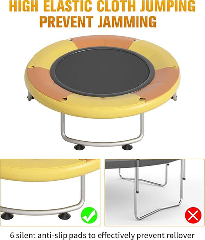 55" Small Trampoline for Kids, Telawah Indoor Outdoor with with Enclosure Net, Safety Enclosure, Round Jumping Mat with Basketball Hoops, Birthday Gifts for Children