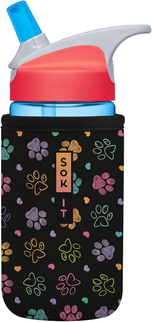 Sok It BotlSok Water Bottle Sleeve Insulated Neoprene Cover (Furry Footprints, Fits 12oz CamelBak or Nalgene)