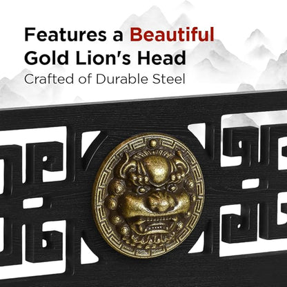 Logest Sword Stand - 4 Tier Options Available - Crafted Using Wood Katana Holder - Furnished in Black with a Gold Lion?™s Head - Desirable Sword Display Gift Option - Sword Holder Katana Stand