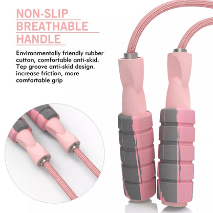 FITMYFAVO Jump Rope Cotton Adjustable Skipping Weighted jumprope for Women，Adult and Children