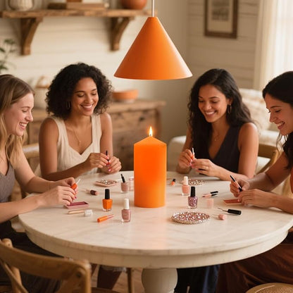 3 Set Different Sizes Orange Colored Pillar Candles, Dripless Unscented 3x4 3x6 3x8 Inch Fall Cylinder Column Wax Candles for Thanksgiving Day Autumn Harvest Home Table Decor Power Outage Emergency