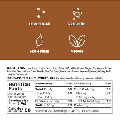 Crispy Dunes Vegan Chocolate Hazelnut Wafer Sticks ??Low-Calorie Keto Snack with Hazelnut Cream Filling, 90 Calories, Non-GMO, Prebiotic Fiber - 12 Pack