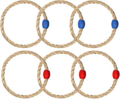 6 Pack Sisal Rope Ring Toss Game Replacement Parts for Kids and Adults, Outdoor Toss Rings for Agility Practice and Speed Game,Yard Games Lawn Games for Party(Red and Blue)