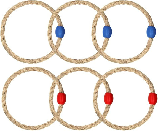 6 Pack Sisal Rope Ring Toss Game Replacement Parts for Kids and Adults, Outdoor Toss Rings for Agility Practice and Speed Game,Yard Games Lawn Games for Party(Red and Blue)