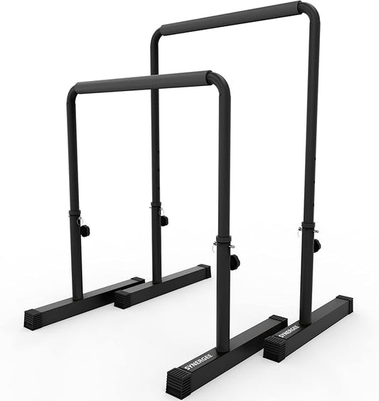 Synergee Dip Bar. Adjustable Dip Station from 30????39??for Dips, Inverted Pull Ups. Max capacity 400 lbs. Portable Dip Stand for Total Body Workout. Available in Yellow and Black.