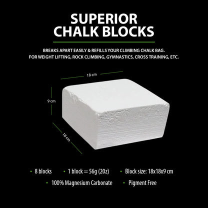 Bear KompleX Gym Chalk Blocks Non Slip Grip for Hands 8 pcs, 56g, Hands
