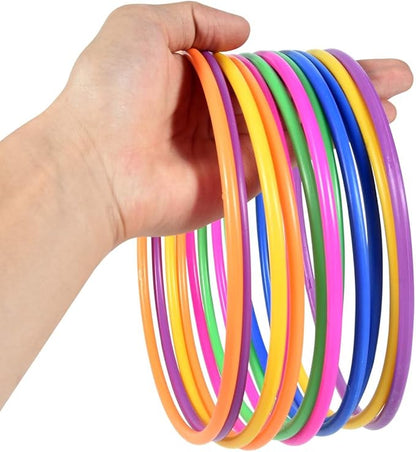 OBTANIM 24 Pcs Plastic 7 Inch Ring Toss Game for Kids and Outdoor Toss Rings for Speed and Agility Practice Game, Random Colors