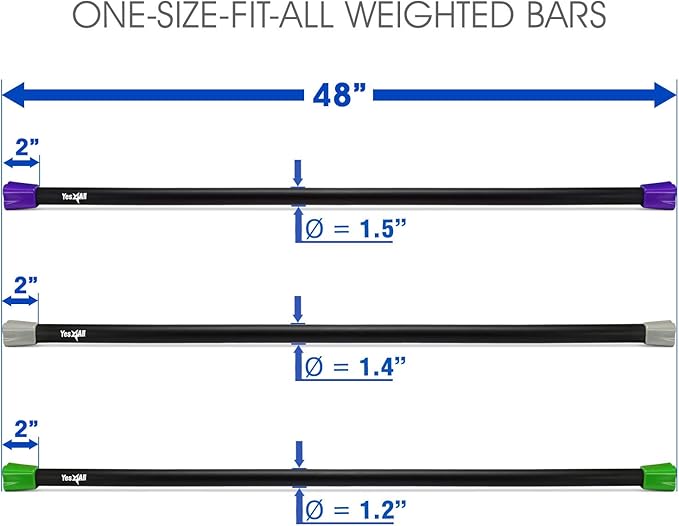 Yes4All Total Body Workout Weighted Bar, Resistance Band Bar, Racks for Strength Training, Exercise Bar for Yoga in Home and Gym - Single/Combo