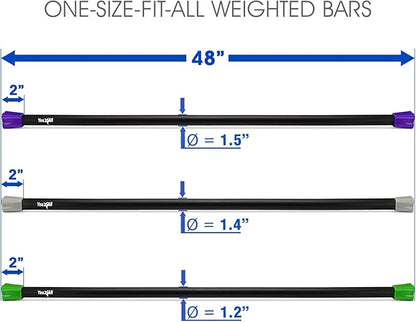 Yes4All Total Body Workout Weighted Bar, Resistance Band Bar, Racks for Strength Training, Exercise Bar for Yoga in Home and Gym - Single/Combo