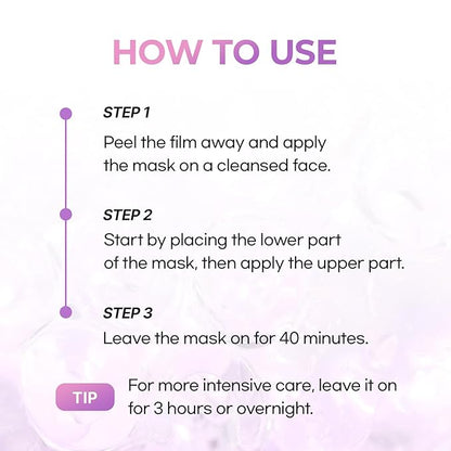 Cell Fusion C Glass Skin Collagen Mask, 1.23 oz. x 5 Sheets, Overnight Hydrogel Mask with Triple Collagen, Hydrating and Plumping, Korean Skincare
