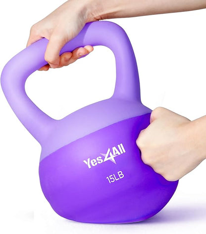 Yes4All Soft Kettlebell, PVC Kettlebells Exercise Weights & Color-Coded Strength Training Kettlebells with 4 Options (5,10,15,20lb), Gentle Hand Weights for Women at Home