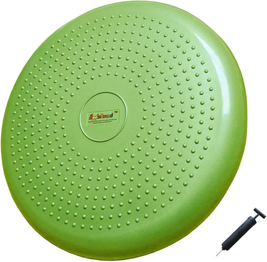 AppleRound Inflated Wobble Cushion with Hand Pump, Air Stability Board (Extra Thick), Core Balance Disc for Adults, Sensory Wiggle Seat for Kids, Flexible Seating for All Age, 13.5in / 34cm Diameter