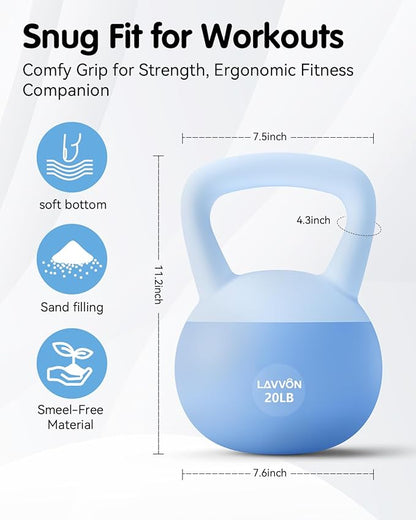 Soft Kettlebell - Cushioned Impact-Resistant Base and Anti-Slip, Kettle bell Anti-Slip Grip Weight for Home Workouts, Safe Strength Training Kettlebells Sets for Women & Men, With Non-slip Gloves