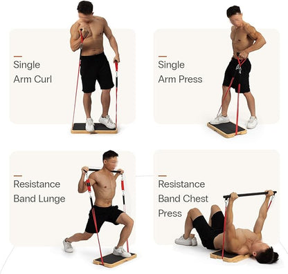 StrongTek Resistance Bands Training Board, Bamboo Exercise Platform (24" x 12.5" x 1.6"), Non-Slip Grip & Feet, No Assembly, Supports 1000 lbs for Strength & Full-Body Workouts