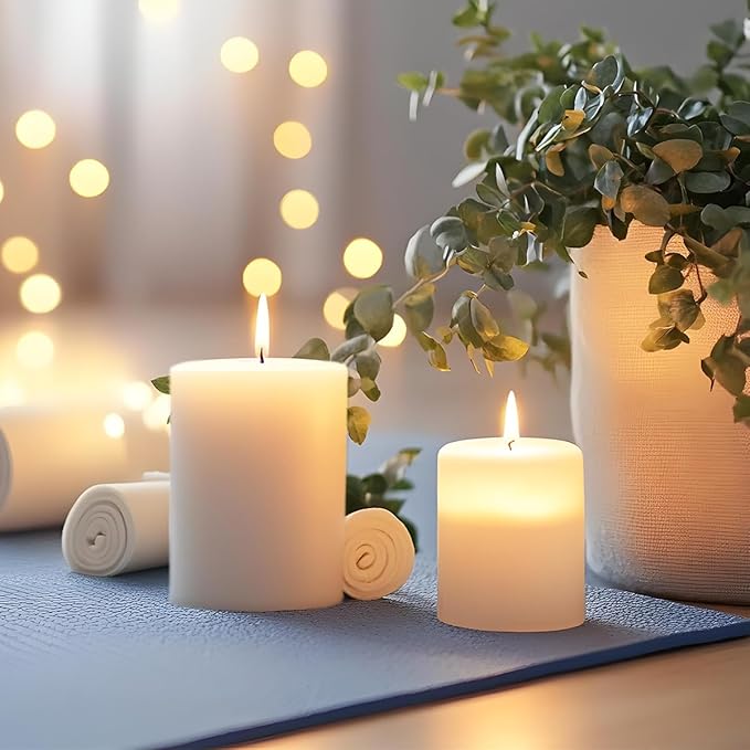 6 Packs 2.75x3.25 Inch White Pillar Candles, Unscented Dripless Non-Toxic Smokeless Clean Long Lasting Burning Cylinder Candles for Home Dinner Table Decoration Emergency Power Outage