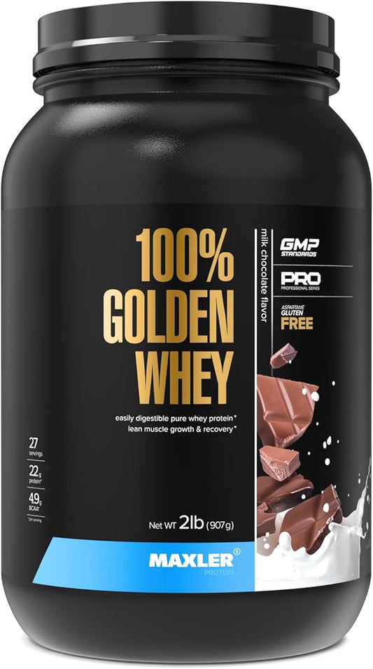 Maxler 100% Golden Whey Protein - 22g Protein per Serving - Premium Whey Protein Powder for Pre