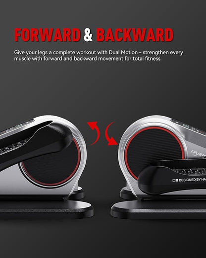 HARISON Under Desk Elliptical Machine for Seniors, Mini Elliptical with 12-Level Magnetic Resistance Adjustable, Bidirectional Motion, Pre-Assembled Low-Impact Leg Exerciser with Floor Mat