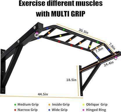 Wall Mounted Pull up Bar Multifunctional Chin up Bar Strength Training Pull-up Bar for Indoor Home Gym Fitness, Supports to 440 Lbs…