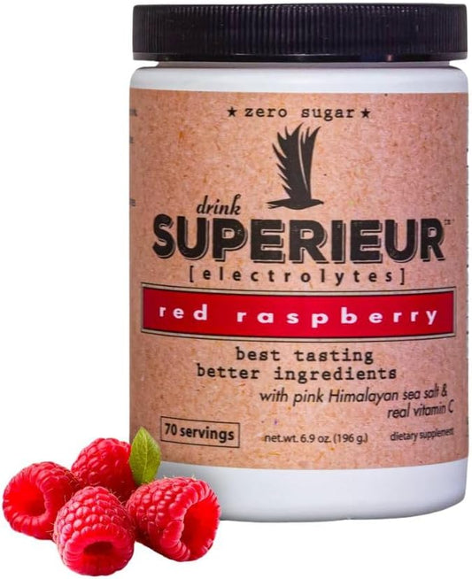 Superieur Electrolytes ??Plant Based Electrolyte Supplement w/Sea Minerals for Hydration & Recovery ??Keto Friendly, Non-GMO, Zero Sugar, Vegan Healthy Sports Drink Powder ??Raspberry (70 Servings)
