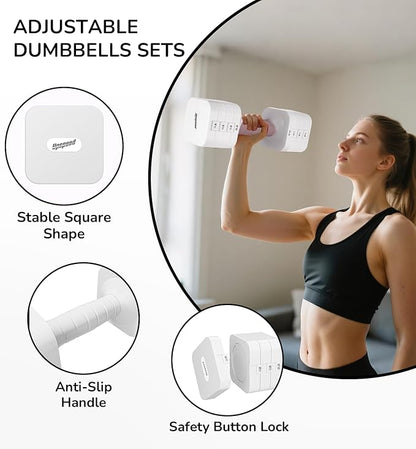 Adjustable Dumbbell Set for Women Men 16LB 20LB Hand Weights Dumbbells Sets Woman Exercise Fitness dumbbell Adjust dumbbells set of 2 for Home Gym Workout Strength Training Equipments