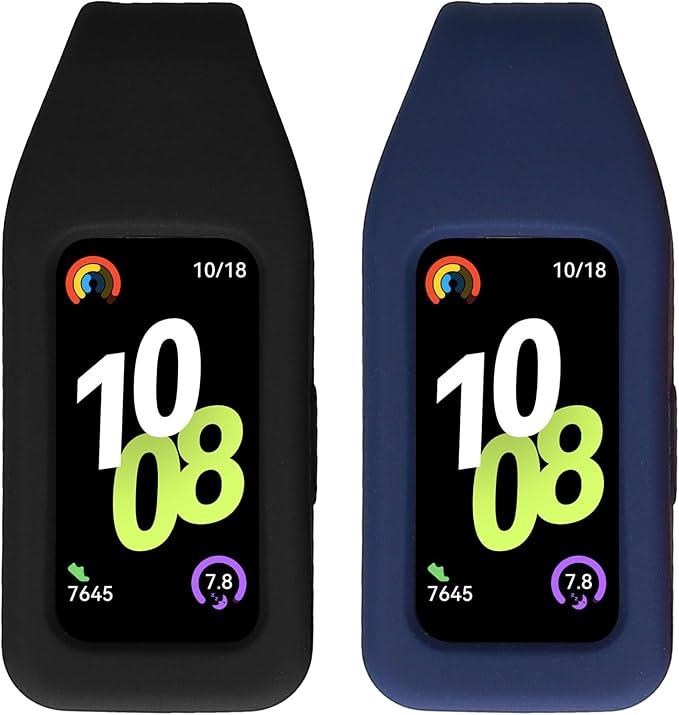kwmobile 2X Clip Holders Compatible with Huawei Band 10/9 / 8 - Clip-On Holder Replacement Set - Black/Dark Blue