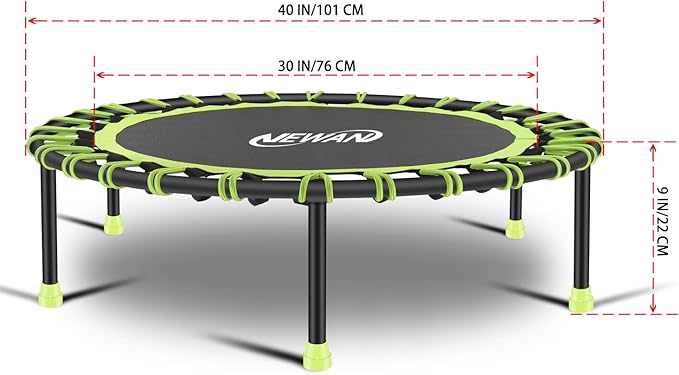 Newan 40"-48" Silent Mini Trampoline Fitness Trampoline Bungee Rebounder Jumping Cardio Trainer Workout for Adults-Max Limit 330lbs
