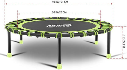 Newan 40"-48" Silent Mini Trampoline Fitness Trampoline Bungee Rebounder Jumping Cardio Trainer Workout for Adults-Max Limit 330lbs