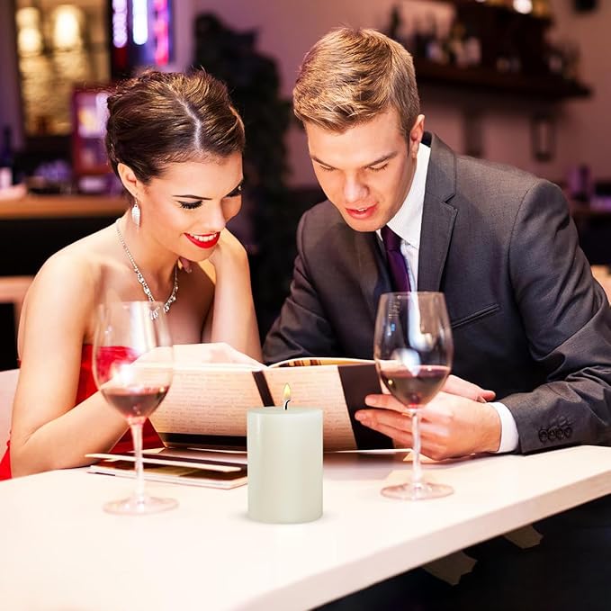 2x3 Inch Ivory Pillar Candles Small Unscented Dripless 24 Hours Column Candles for Dinner Table Christmas Wedding Home Relaxation Spa Church, 4 Packs, IVORY-2X3INCH-4PCS