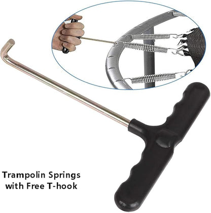 20 Pack 5.5 Inch Trampoline Spring Heavy Duty Galvanized Steel Replacement Trampoline Parts Springs with Pull Tool T-Hook for Outdoor Trampoline Aotob, Skywalker, JumpKing, UpperBounce, SkyBound