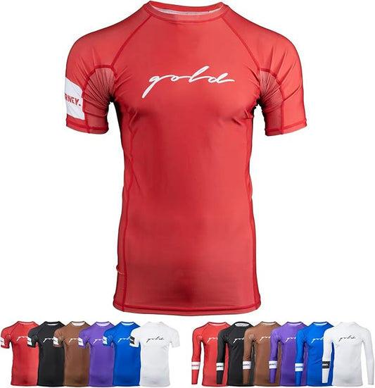 Gold BJJ Foundation Rash Guard - Ranked No-Gi and Gi Jiu Jitsu Rashguard