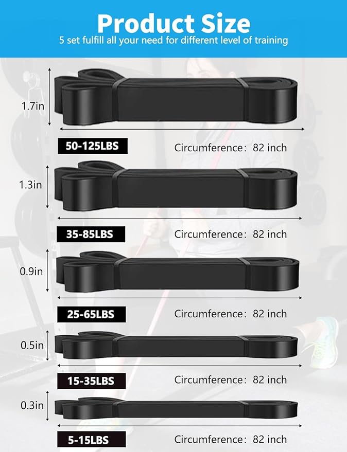 Pull Up Bands, Resistance Bands, Pull Up Assistance Bands Set for Men & Women, Exercise Workout Bands for Working Out, Body Stretching, Physical Therapy, Muscle Training