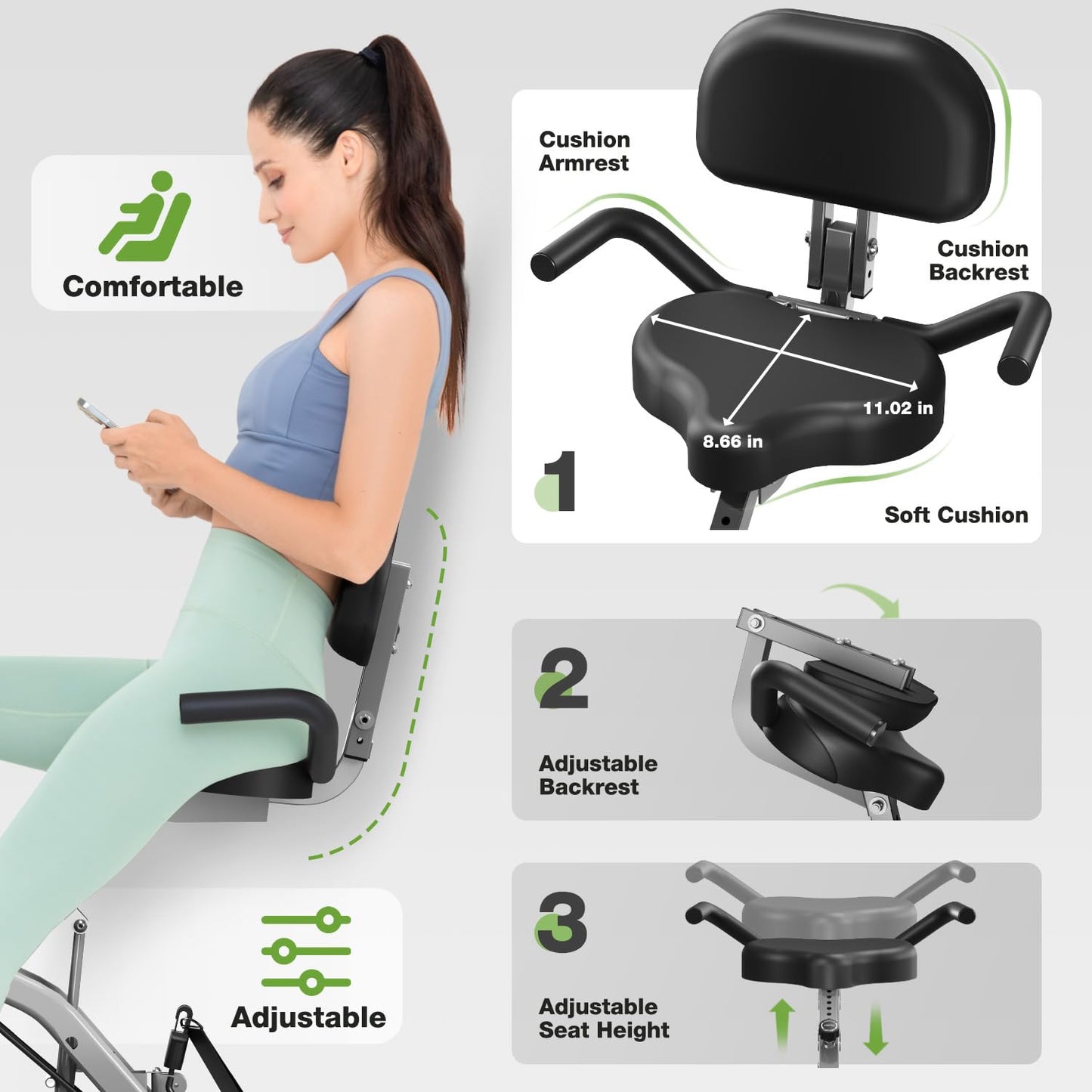 Goimu Exercise Bike, 5 in 1 Foldable Stationary Bike for Seniors, 16-Level Adjustable Magnetic