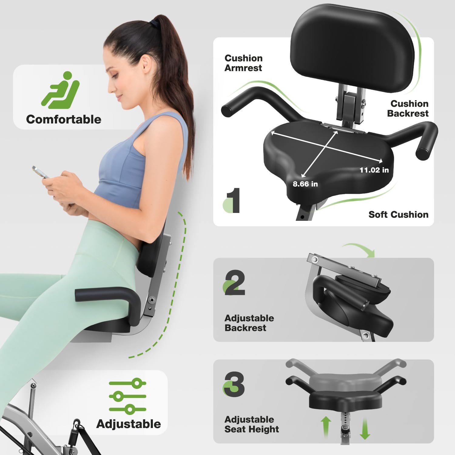 Goimu Exercise Bike, 5 in 1 Foldable Stationary Bike for Seniors, 16-Level Adjustable Magnetic