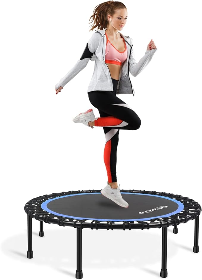 Newan 40"-48" Silent Mini Trampoline Fitness Trampoline Bungee Rebounder Jumping Cardio Trainer Workout for Adults-Max Limit 330lbs