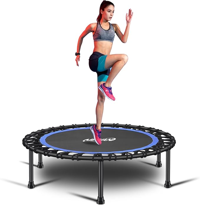 Newan 40"-48" Silent Mini Trampoline Fitness Trampoline Bungee Rebounder Jumping Cardio Trainer Workout for Adults-Max Limit 330lbs