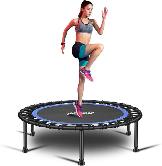 Newan 40"-48" Silent Mini Trampoline Fitness Trampoline Bungee Rebounder Jumping Cardio Trainer Workout for Adults-Max Limit 330lbs