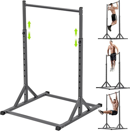SELEWARE Adjustable Pull Up Station, Multifunction Pull Up Bar, Fully Welded, 500 lbs Capacity, Power Tower Dip Station for Home Gym