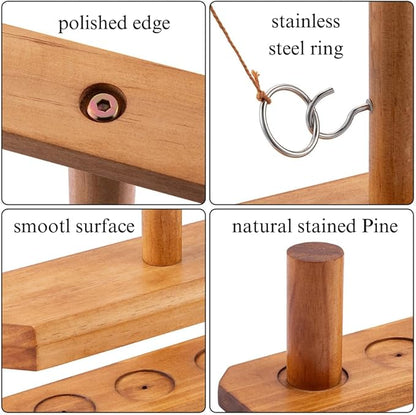 Wooden Hook and Ring Toss Game - Large 15.7" x 13" - Indoor/Outdoor Fun for Adults, Bars, Home & Parties