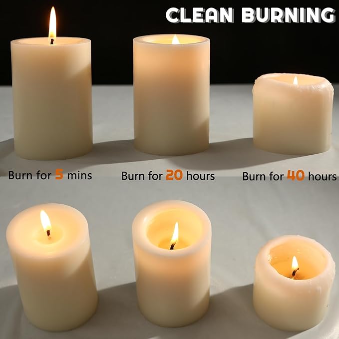 Ivory Pillar Candles ??2.8x4 Unscented Candle Set of 12 ??Dripless, Smokeless, and Clean Burning Household Large Decorative Table Candles ??Perfect for Weddings, Parties, Dinners