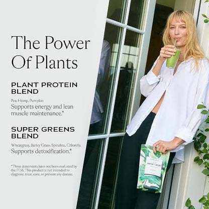 SAKARA Protein + Greens Super Powder ??30 Servings, Organic Plant-Based Blend with Hemp, Pumpkin, Pea Protein, Wheatgrass & Spirulina, Vegan Superfood Drink Mix