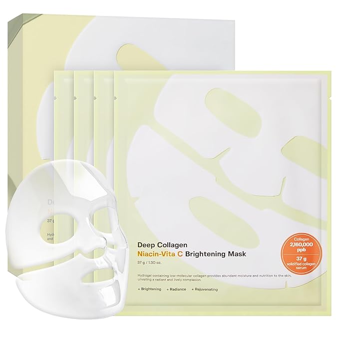 SUNGBOON EDITOR Deep Collagen Niacin-Vita C Overnight Mask 37gx4ea | Real Collagen 2,160,000PPB with Niacinamide & Vitamin C | Hydrating Face Mask for Glass Skin | Korean Skincare Routine