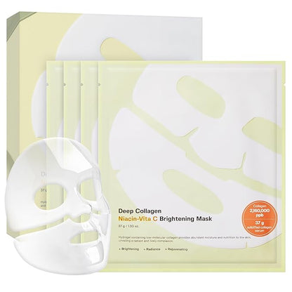 SUNGBOON EDITOR Deep Collagen Niacin-Vita C Overnight Mask 37gx4ea | Real Collagen 2,160,000PPB with Niacinamide & Vitamin C | Hydrating Face Mask for Glass Skin | Korean Skincare Routine