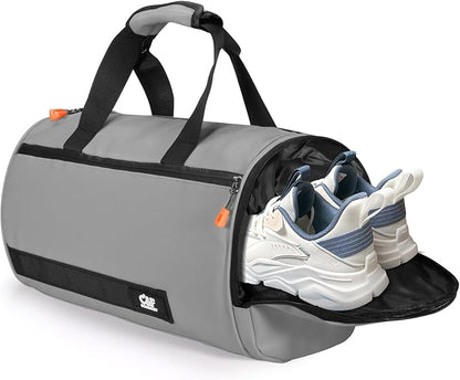 C&F BOGMOST Small Travel Duffel Bag,Compact Sports Small Gym Bag with Shoes Compartment,Lightweight Duffel Bag for Men & Women,Personal Item Travel Bag Weekender Bags for Travel Sports Gym -Light Gray