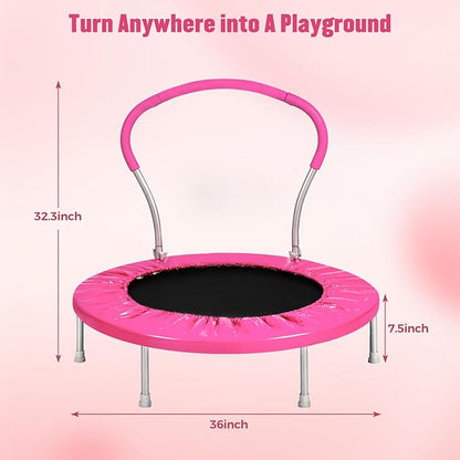 36-Inch Kids Trampoline with Handle - Indoor Mini Tranpoline for Toddlers, Small Fitness Rebounder for Indoor and Outdoor Use