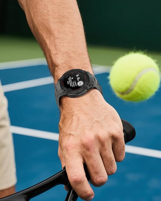 Miimall Rugged Band for Garmin Instinct E 45mm Sport Strap, Lightweight, 22mm Silicone Adjustable Watch Bracelet Replacement Wristband for Garmin Instinct E for Men Women, Black