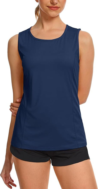 TACVASEN Women's UPF 80+ Workout Tank Top Sleeveless Quick Dry Sun Protection Hiking Athletic Gym Yoga Running Shirts