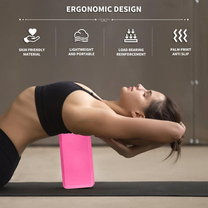 Yoga Blocks 2 Pack, 9x6x3in Pilates Block, Non-Slip Foam Brick for Exercise
